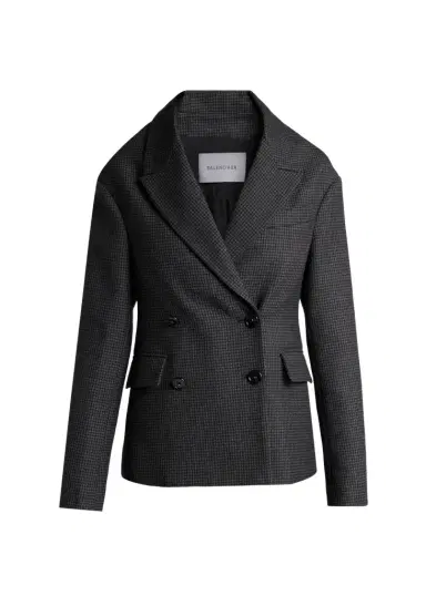 Balenciaga Stola Wool Houndstooth Jacket | Thumbnail 1 Balenciaga Stola Wool Houndstooth Jacket | Thumbnail 1