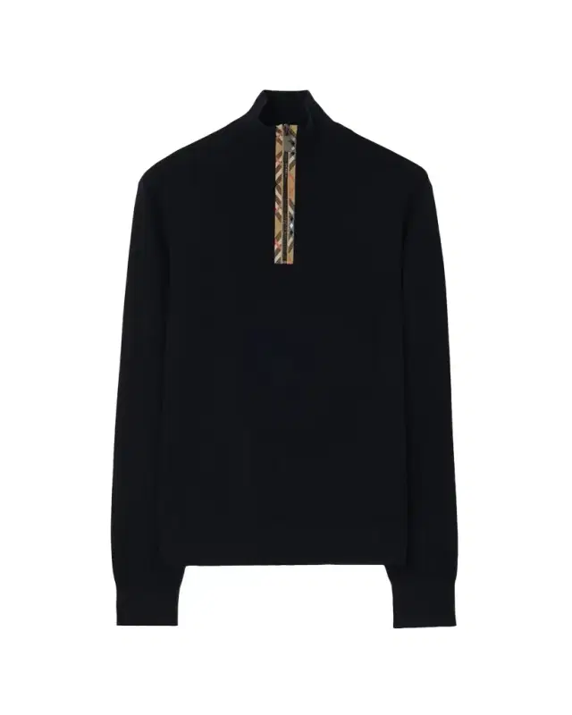 Burberry Men's Cameron Check-Trim Wool Half-Zip Sweater