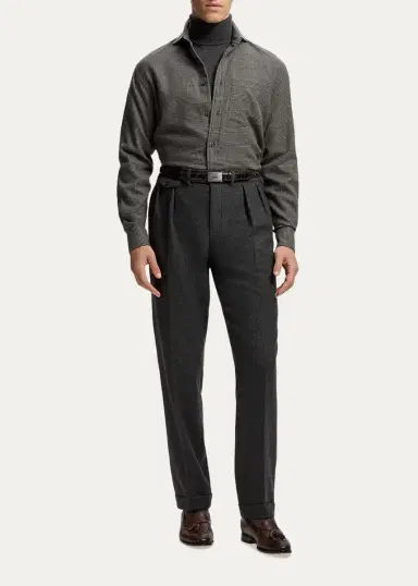 Ralph Lauren Purple Label Men's Glen Check Flannel Button-Down Shirt | Thumbnail 2 Ralph Lauren Purple Label Men's Glen Check Flannel Button-Down Shirt | Thumbnail 2