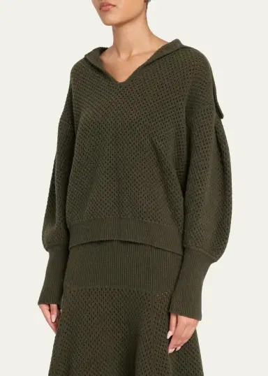Ulla Johnson Lila Wool Open Knit Sailor-Collar Sweater | Thumbnail 4 Ulla Johnson Lila Wool Open Knit Sailor-Collar Sweater | Thumbnail 4