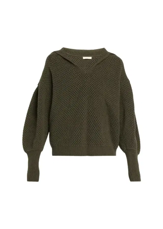 Ulla Johnson Lila Wool Open Knit Sailor-Collar Sweater