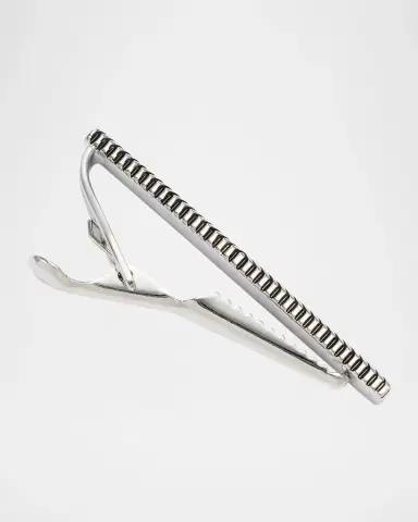 Link Up Men's Black Obsidian Wavy Frame Tie Bar | Thumbnail 2