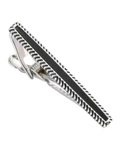 Link Up Men's Black Obsidian Wavy Frame Tie Bar | Thumbnail 3