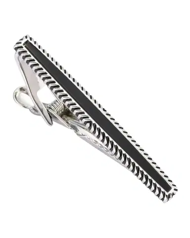 Link Up Men's Black Obsidian Wavy Frame Tie Bar | Thumbnail 1