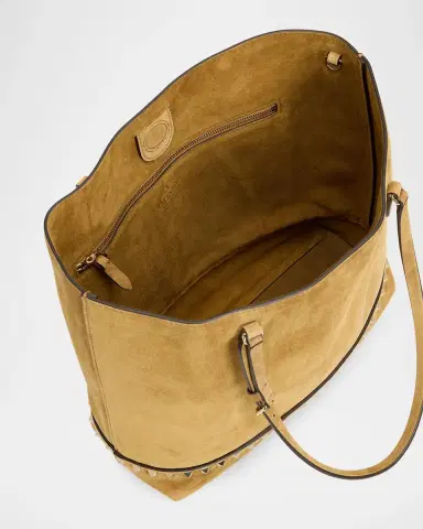 Valentino Garavani Medium Rockstud Suede Tote Bag | Thumbnail 3 Valentino Garavani Medium Rockstud Suede Tote Bag | Thumbnail 3