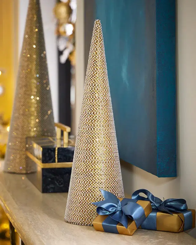 Winward Home x Jim Marvin 18" Pearly Cone Tabletop Christmas Tree