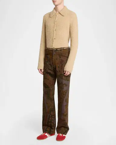 Dries Van Noten Men's Mosaicon T-Toe Suede Low-Top Sneakers | Thumbnail 3