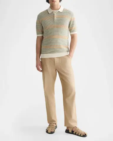 Scotch & Soda Men's Stripe Cotton Knit Polo Shirt | Thumbnail 2 Scotch & Soda Men's Stripe Cotton Knit Polo Shirt | Thumbnail 2