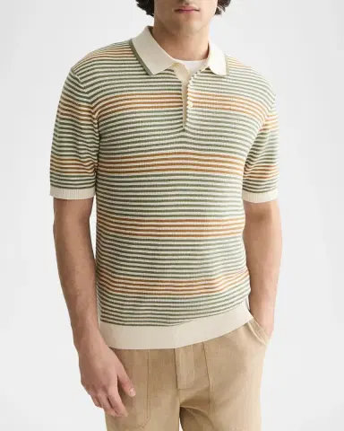 Scotch & Soda Men's Stripe Cotton Knit Polo Shirt | Thumbnail 4 Scotch & Soda Men's Stripe Cotton Knit Polo Shirt | Thumbnail 4