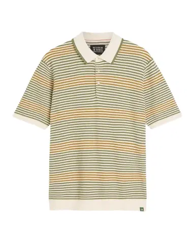 Scotch & Soda Men's Stripe Cotton Knit Polo Shirt | Thumbnail 1 Scotch & Soda Men's Stripe Cotton Knit Polo Shirt | Thumbnail 1