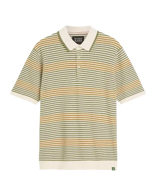 Scotch & Soda Men's Stripe Cotton Knit Polo Shirt