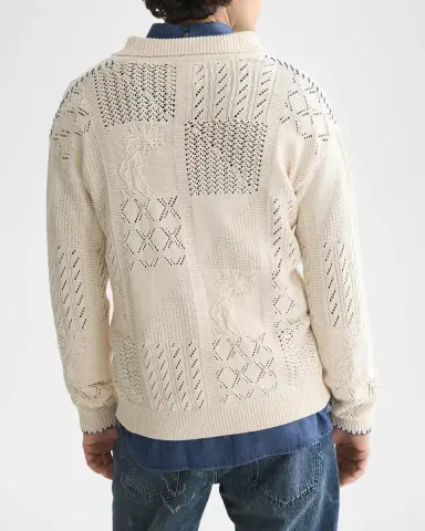 Scotch & Soda Men's Multi-Stitch Cotton Knit Cardigan | Thumbnail 3 Scotch & Soda Men's Multi-Stitch Cotton Knit Cardigan | Thumbnail 3