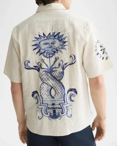 Scotch & Soda x Royal Delft Men's Relaxed Short-Sleeve Shirt | Thumbnail 3 Scotch & Soda x Royal Delft Men's Relaxed Short-Sleeve Shirt | Thumbnail 3