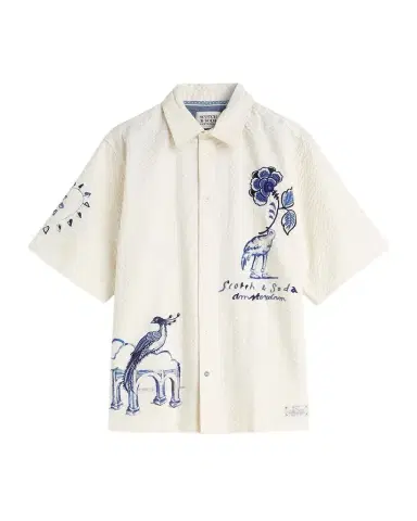 Scotch & Soda x Royal Delft Men's Relaxed Short-Sleeve Shirt | Thumbnail 1 Scotch & Soda x Royal Delft Men's Relaxed Short-Sleeve Shirt | Thumbnail 1