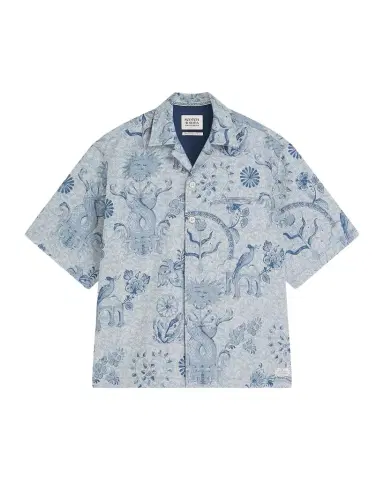 Scotch & Soda x Royal Delft Men's Loose Short-Sleeve Jacquard Shirt | Thumbnail 1 Scotch & Soda x Royal Delft Men's Loose Short-Sleeve Jacquard Shirt | Thumbnail 1