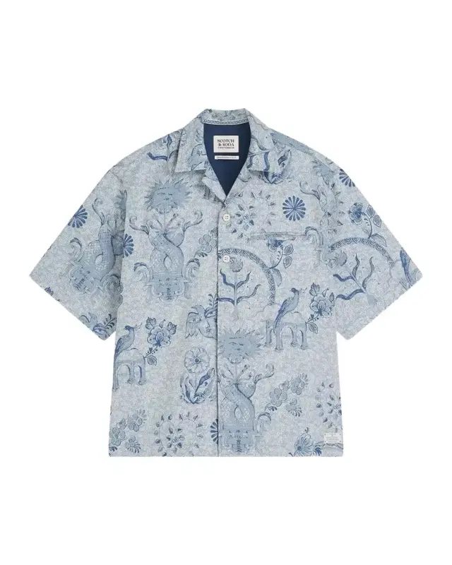 Scotch & Soda x Royal Delft Men's Loose Short-Sleeve Jacquard Shirt
