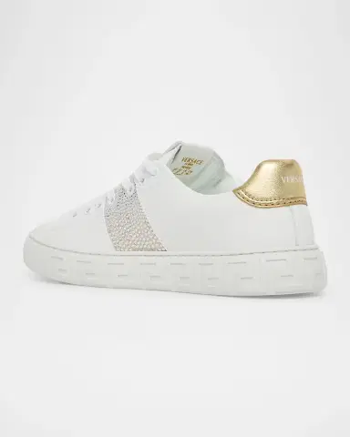 Versace Greca Embellished Leather Low-Top Sneakers | Thumbnail 4 Versace Greca Embellished Leather Low-Top Sneakers | Thumbnail 4