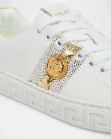 Versace Greca Embellished Leather Low-Top Sneakers | Thumbnail 5 Versace Greca Embellished Leather Low-Top Sneakers | Thumbnail 5