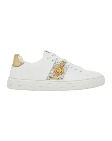 Versace Greca Embellished Leather Low-Top Sneakers | Thumbnail 1 Versace Greca Embellished Leather Low-Top Sneakers | Thumbnail 1