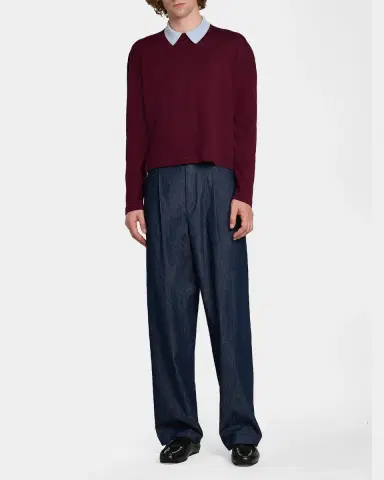 Jil Sander Men's Contrast Collar Wool Sweater | Thumbnail 2