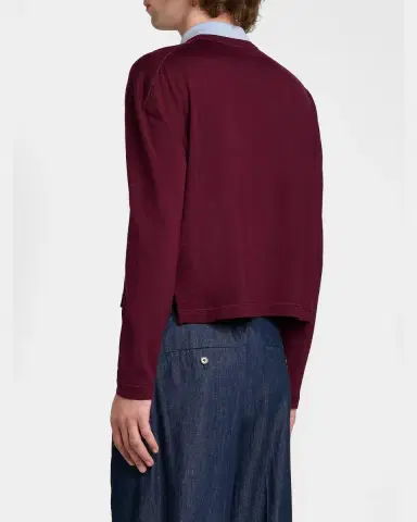 Jil Sander Men's Contrast Collar Wool Sweater | Thumbnail 3