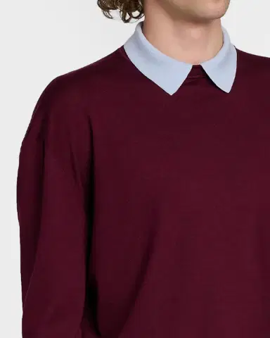Jil Sander Men's Contrast Collar Wool Sweater | Thumbnail 5