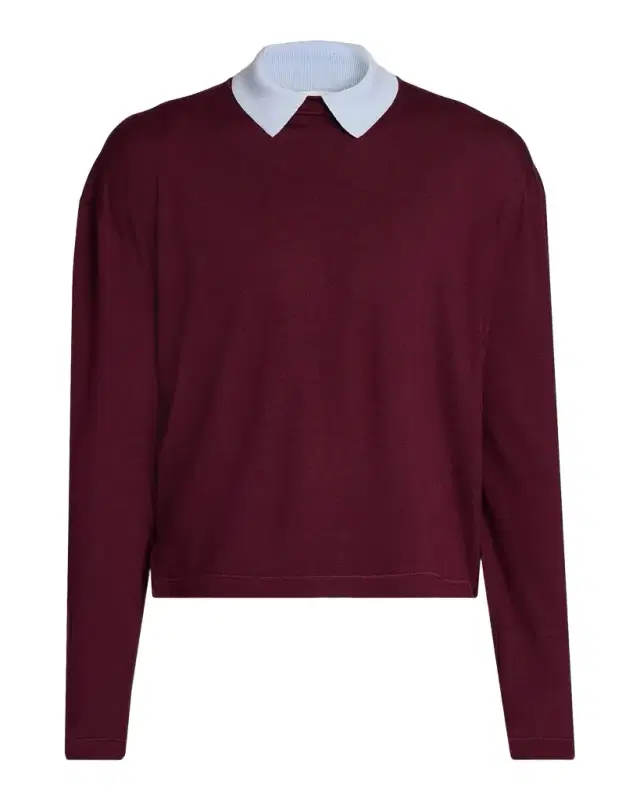 Jil Sander Men's Contrast Collar Wool Sweater