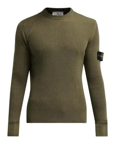 Stone Island Men's Wool Rib-Knit Crewneck Sweater | Thumbnail 1