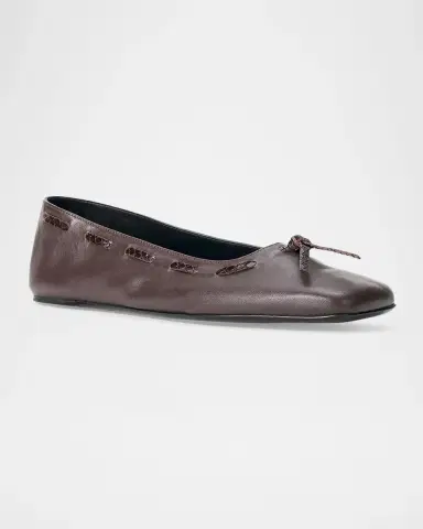 Staud Milo Laced Leather Ballerina Flats | Thumbnail 4 Staud Milo Laced Leather Ballerina Flats | Thumbnail 4