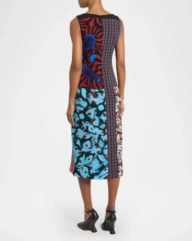 Dries Van Noten Dropps Patchwork Ruffle Sleeveless Midi Dress | Thumbnail 3 Dries Van Noten Dropps Patchwork Ruffle Sleeveless Midi Dress | Thumbnail 3