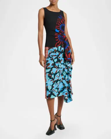 Dries Van Noten Dropps Patchwork Ruffle Sleeveless Midi Dress | Thumbnail 4 Dries Van Noten Dropps Patchwork Ruffle Sleeveless Midi Dress | Thumbnail 4