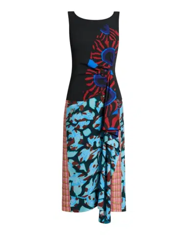 Dries Van Noten Dropps Patchwork Ruffle Sleeveless Midi Dress | Thumbnail 1 Dries Van Noten Dropps Patchwork Ruffle Sleeveless Midi Dress | Thumbnail 1