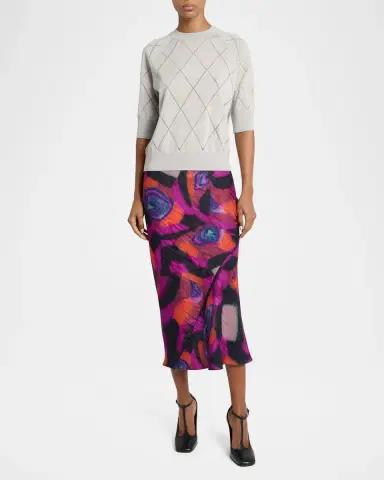Dries Van Noten Diamond Knit Elbow-Sleeve Crewneck Sweater | Thumbnail 2 Dries Van Noten Diamond Knit Elbow-Sleeve Crewneck Sweater | Thumbnail 2