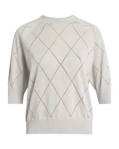 Dries Van Noten Diamond Knit Elbow-Sleeve Crewneck Sweater | Thumbnail 1 Dries Van Noten Diamond Knit Elbow-Sleeve Crewneck Sweater | Thumbnail 1