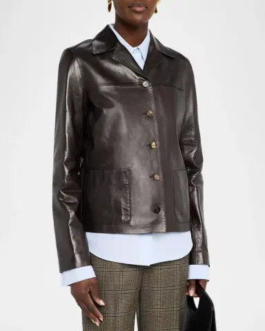Lafayette 148 New York Button-Down Nappa Leather Jacket | Thumbnail 4 Lafayette 148 New York Button-Down Nappa Leather Jacket | Thumbnail 4
