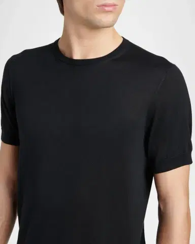 Giorgio Armani Men's Silk-Cotton Crewneck T-Shirt | Thumbnail 4