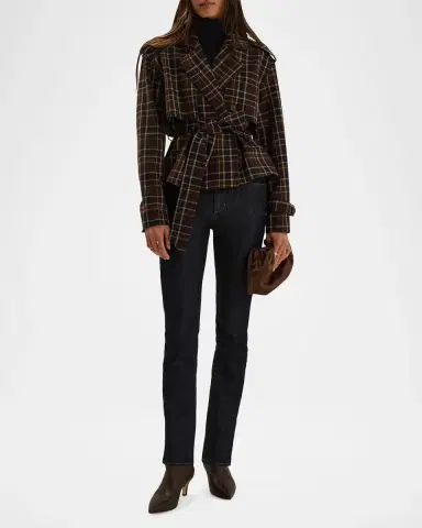 Favorite Daughter The Cropped Charles Countryside Plaid Trench Coat | Thumbnail 2