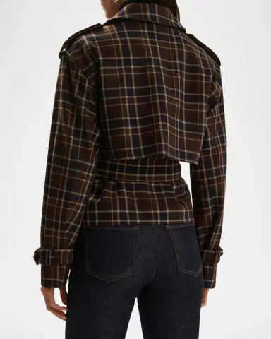 Favorite Daughter The Cropped Charles Countryside Plaid Trench Coat | Thumbnail 3