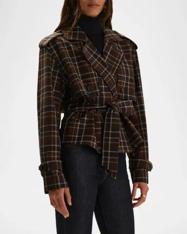 Favorite Daughter The Cropped Charles Countryside Plaid Trench Coat | Thumbnail 4