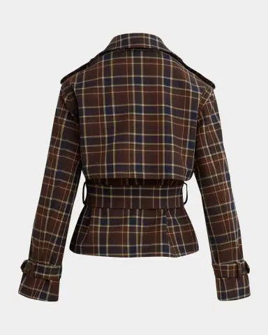 Favorite Daughter The Cropped Charles Countryside Plaid Trench Coat | Thumbnail 5