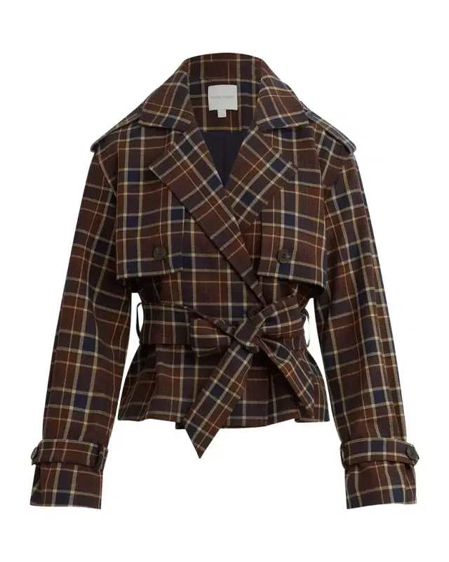 Favorite Daughter The Cropped Charles Countryside Plaid Trench Coat