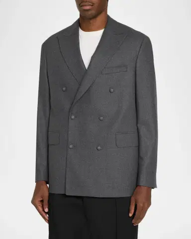 OFFICINE GÉNÉRALE Men's Wool Double-Breasted Sport Coat | Thumbnail 4 OFFICINE GÉNÉRALE Men's Wool Double-Breasted Sport Coat | Thumbnail 4