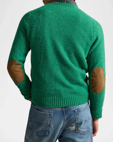Polo Ralph Lauren Men's Elbow-Patch Wool-Cashmere Crewneck Sweater | Thumbnail 3
