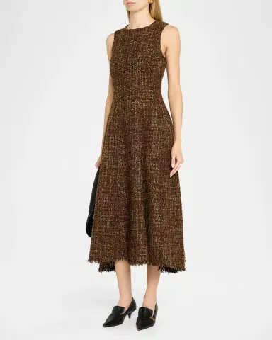 Proenza Schouler Beatrix Sleeveless Tweed Midi Dress | Thumbnail 4
