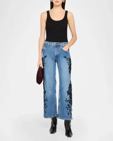 Ramy Brook Lea Beaded Cropped Wide-Leg Jean | Thumbnail 2 Ramy Brook Lea Beaded Cropped Wide-Leg Jean | Thumbnail 2