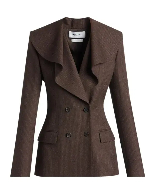 Alexander McQueen Striped Double-Breasted Wool Blazer