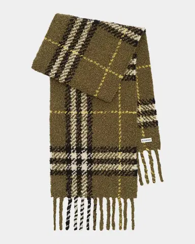 Burberry Men's Check Alpaca Wool-Blend Boucle Scarf | Thumbnail 2