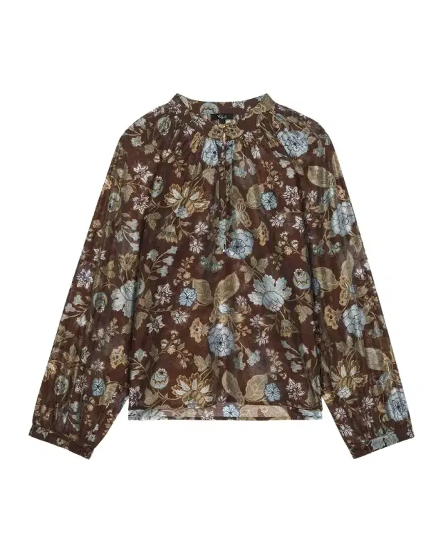 RAILS Tali Floral Band-Collar Shirt