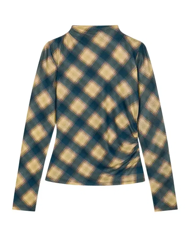 RAILS Joelle Asymmetric Ruched Plaid Top