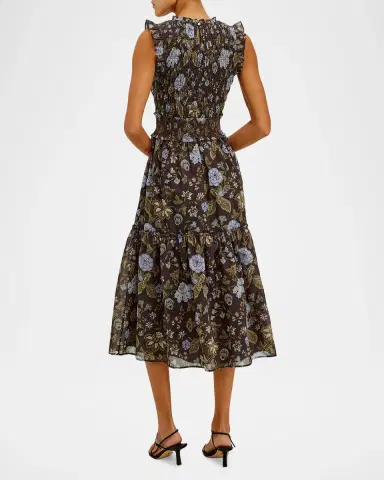 RAILS Vivier Shirred Ruffle-Trim Midi Dress | Thumbnail 3